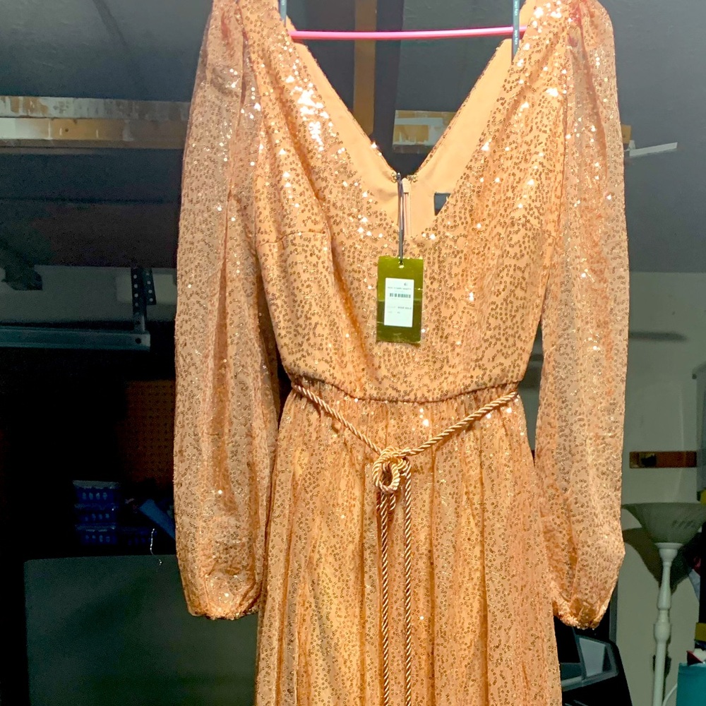 City Chic Rose Gold Maxi Dress EUC - Picture 2 of 8
